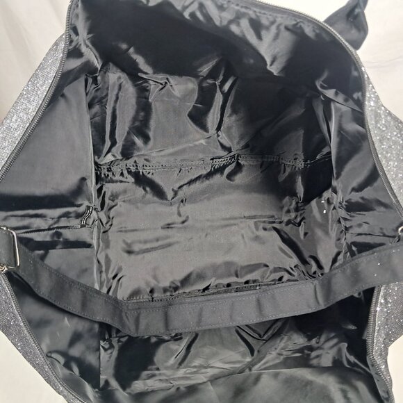 Victoria's Secret Glitter Silver Black "London,New York,Paris" Duffle Weekender - Picture 8 of 12